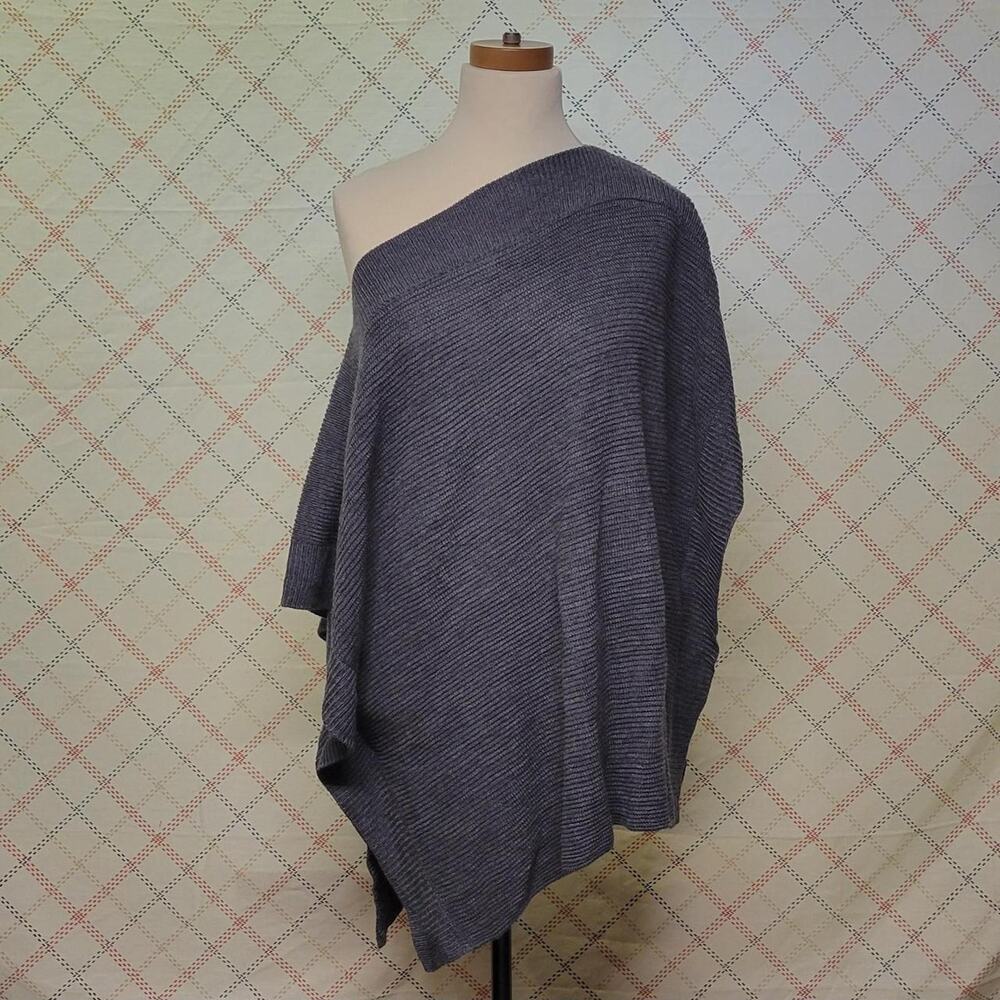 Ann Taylor Loft Blue/Grey Poncho Ladies Size Medium/Large